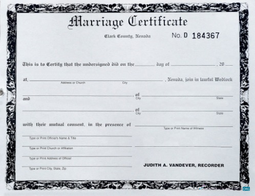 Download USA Clark county of Nevada marriage certificate Photoshop template